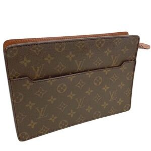 Louis Vuitton Pochette Homme Clutch Bag Monogram Brown